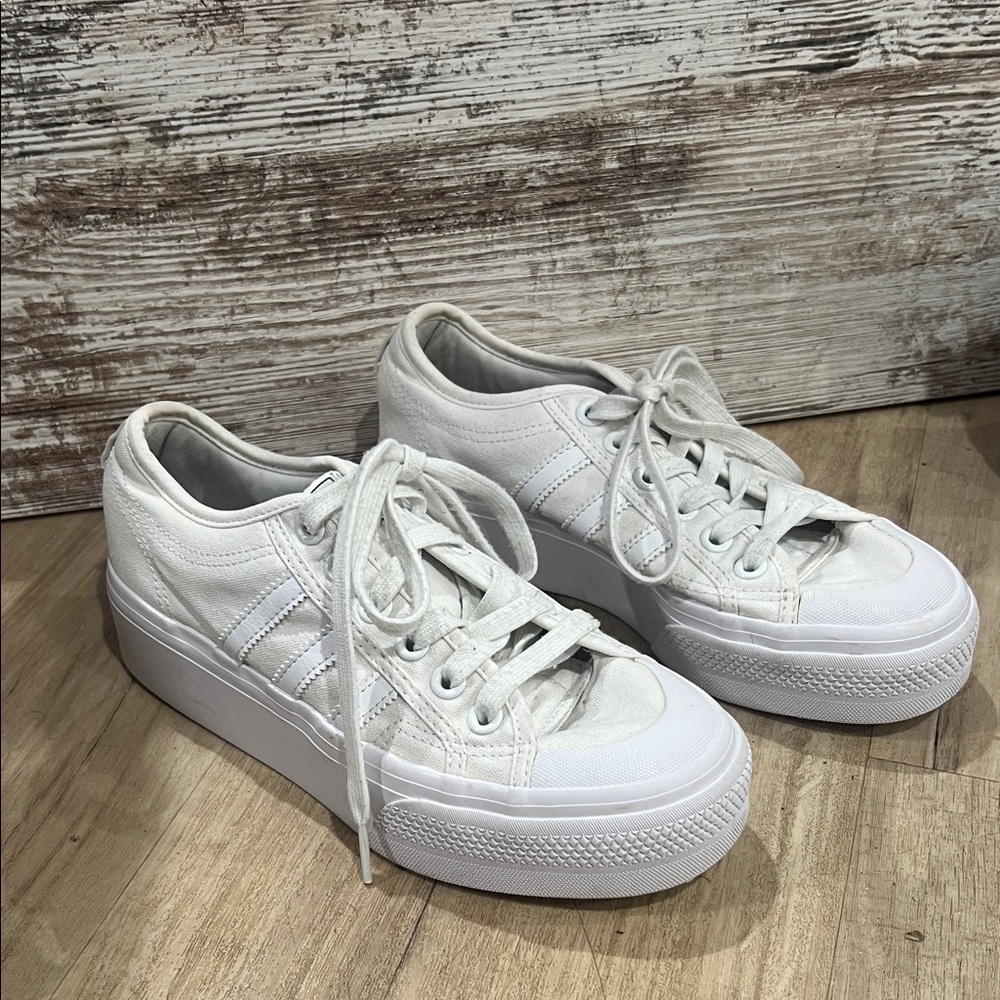 adidas White Platform Sneakers
